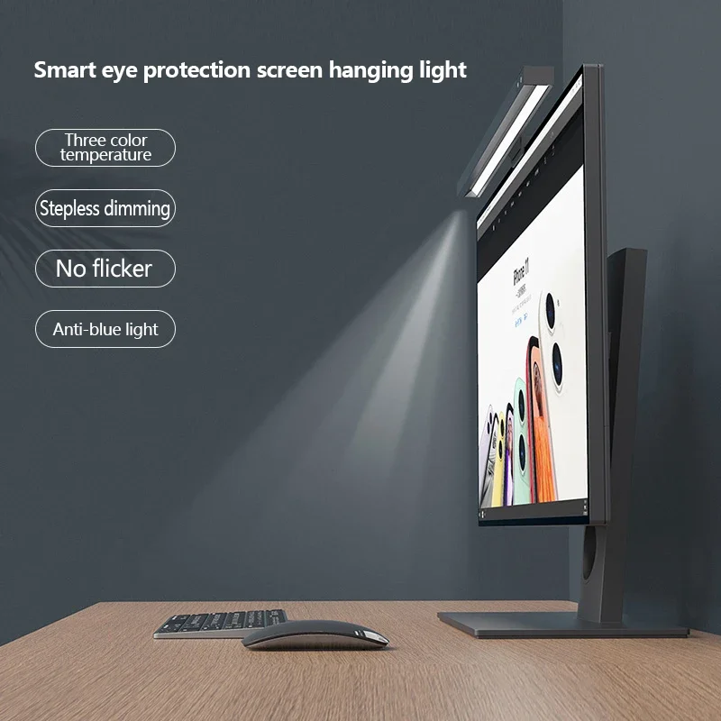LED Monitor Light Computer Reading Lamps Screen Hanging Desk Light Stepless Dimming Lamp for Monitor Lights PC Bedroom Office