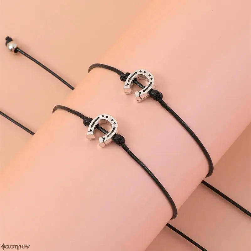 Lucky Horseshoe Red String Horse Hoof Charm Bracelets Adjustable for Women Men Wish Jewelry Couple Lover Christmas Gift 2pcs/set bracelet jewelry shell charm bracelets