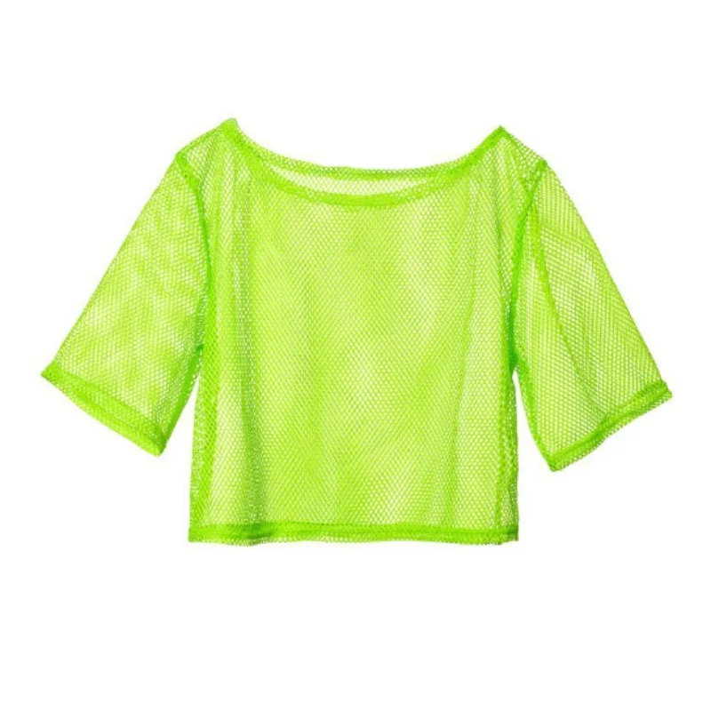 neon green fishnet shirt