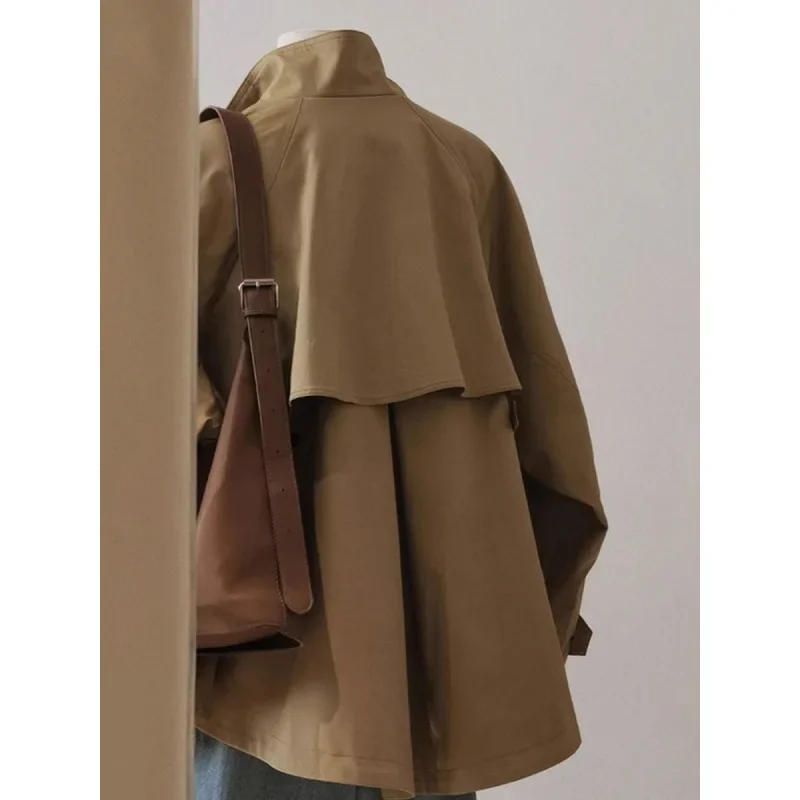 2024 New Style American Style Cropped Jacket For Women Khaki Windbreaker Autumn Fashion Workwear Top Sensible Design