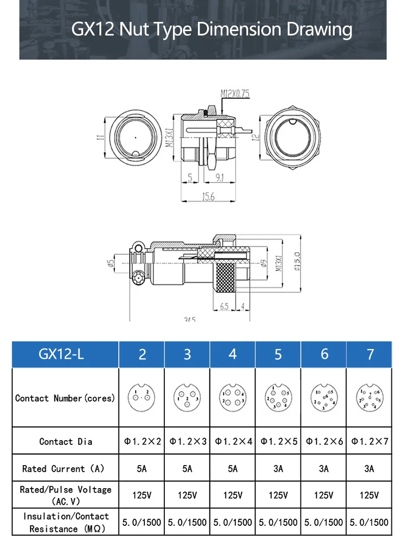 5 Set GX12 Mutter/Docking Typ Draht Stecker Männlich Weiblich Luftfahrt Steckdose 2/3/4/5/6/7 Pin Elektrische Kabel Steckbare Anschlüsse – Detail 3