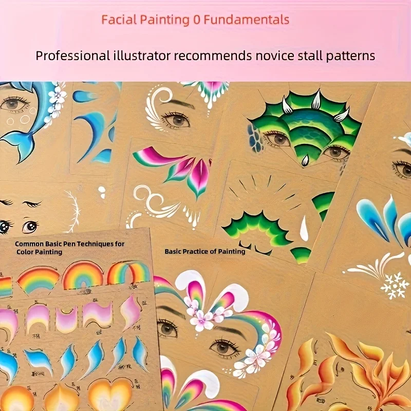 Painting Practice Template Pattern Breakdown Exercise Washable and Reusable Face Painting Practice Board - 4