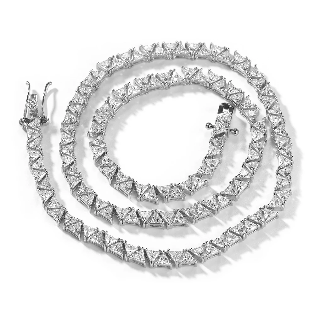 UWIN Triangle Tennis Chain Necklace Full Iced Out CZ Cuban Chain Cubic Zircon Fashion Luxurious Choker HipHop Jewelry