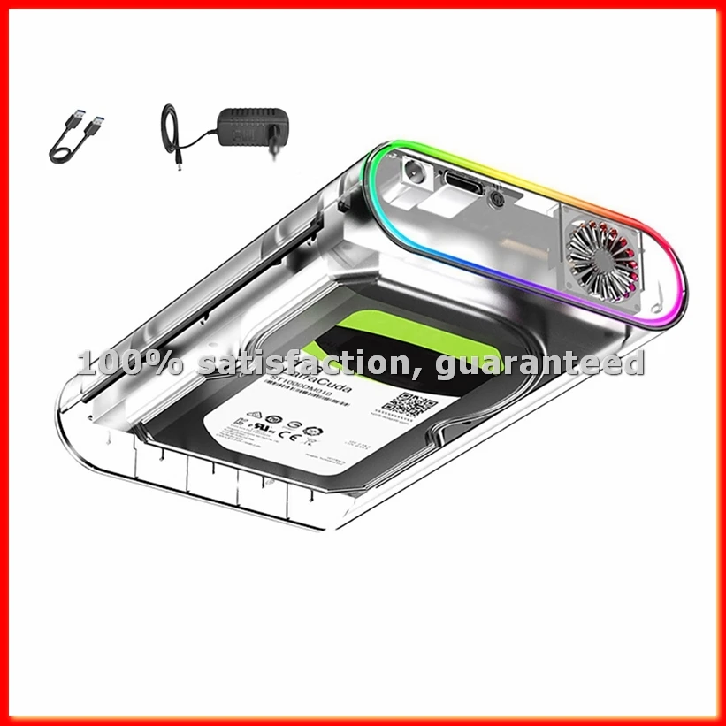 3.5인치 HDD/SSD 인클로저 투명 USB 3.0 타입 C - 외장형 HDD 케이스 지원 28TB SSD RGB 다채로운 조명 US 플러그-A31R