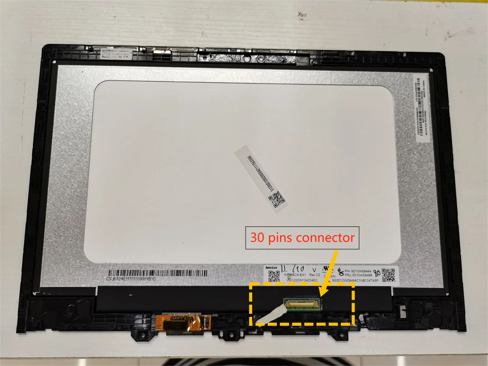 

11.6'' IPS HD for Lenovo Ideapad Flex 3 CB-11IGL05 5D10S39652 LCD Display Touch Digitizer Matrix Assembly with Frame 30 Pins