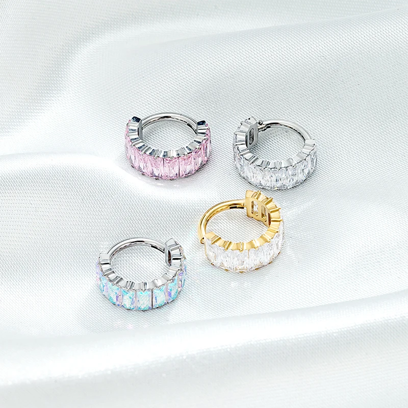 G23 Titanium Piercing Earrings High-Quality Nose Rings Clicker Septum Hoops 8/10mm Tragus Ear Helix Lobe Lip Nipple Body Jewelry