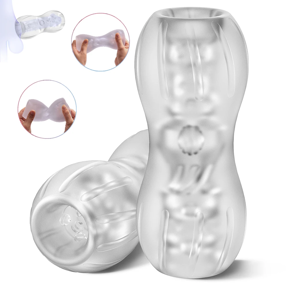 Masturbatore a mano trasparente Held Realistico Pompini Gola profonda Stimolatore in silicone per uomini Dildo_voghion.com