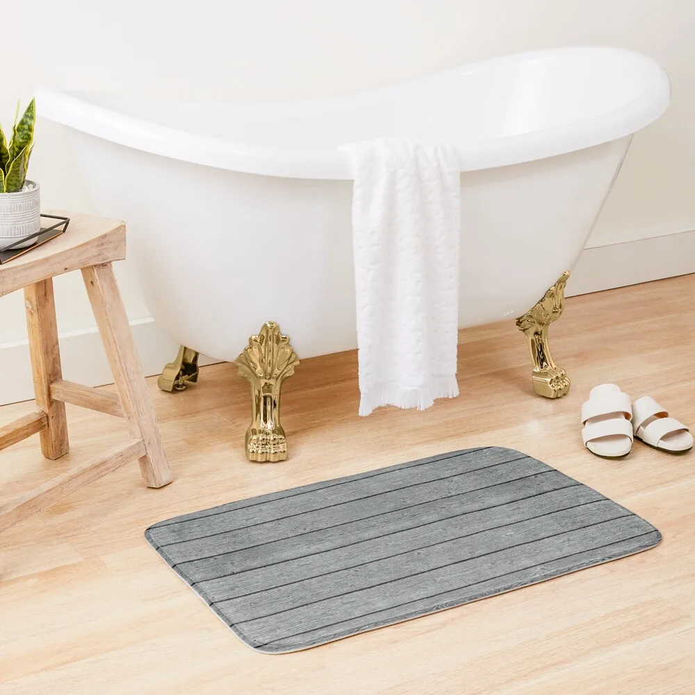 

Grey Wooden Paneling Bath Mat Absorbent Floor Mat