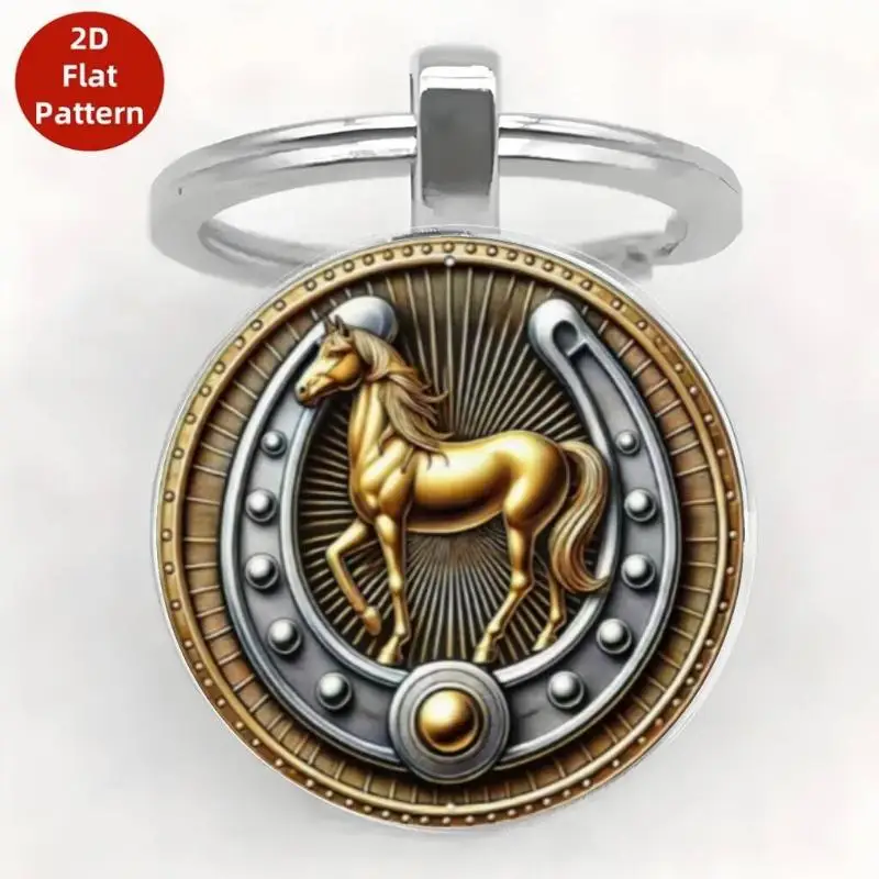 1Pcs Hufeisen Und Pferd Anhänger Mit Schlüsselring Metall Retro Pferd Glück Schlüsselbund Charme Für Männer Frauen Schmuck Geschenk – Detail 3