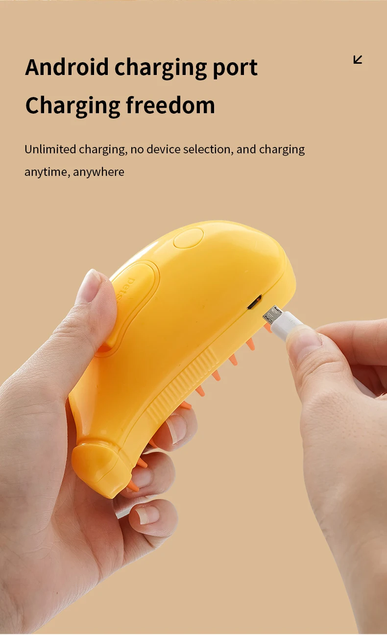 Electric Spray Cat Hair Brush efficiently removing loose hair.