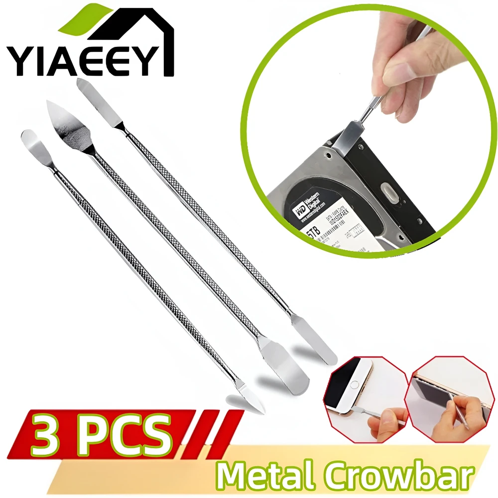 

3PCS Universal Mobile Phone Repair Opening Tool Metal Disassemble Crowbar Metal Steel Pry Phone Hand Tool Set Screwdriver