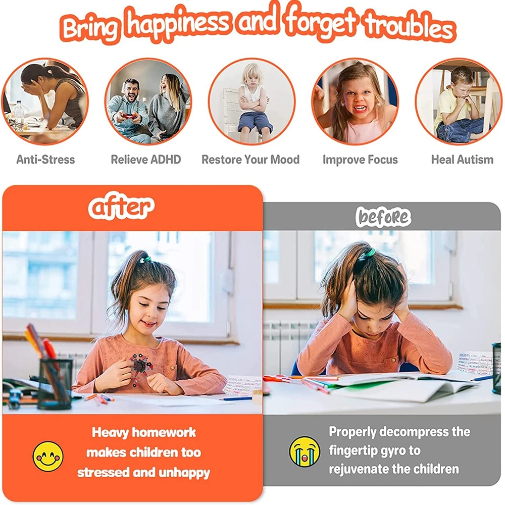 12/16 stuks grappige sensorische fidget toys, vervormbare kettingrobotspinners, stressverlichtende gyroscoop voor de vingertoppen, feestartikelen voor_voghion.com