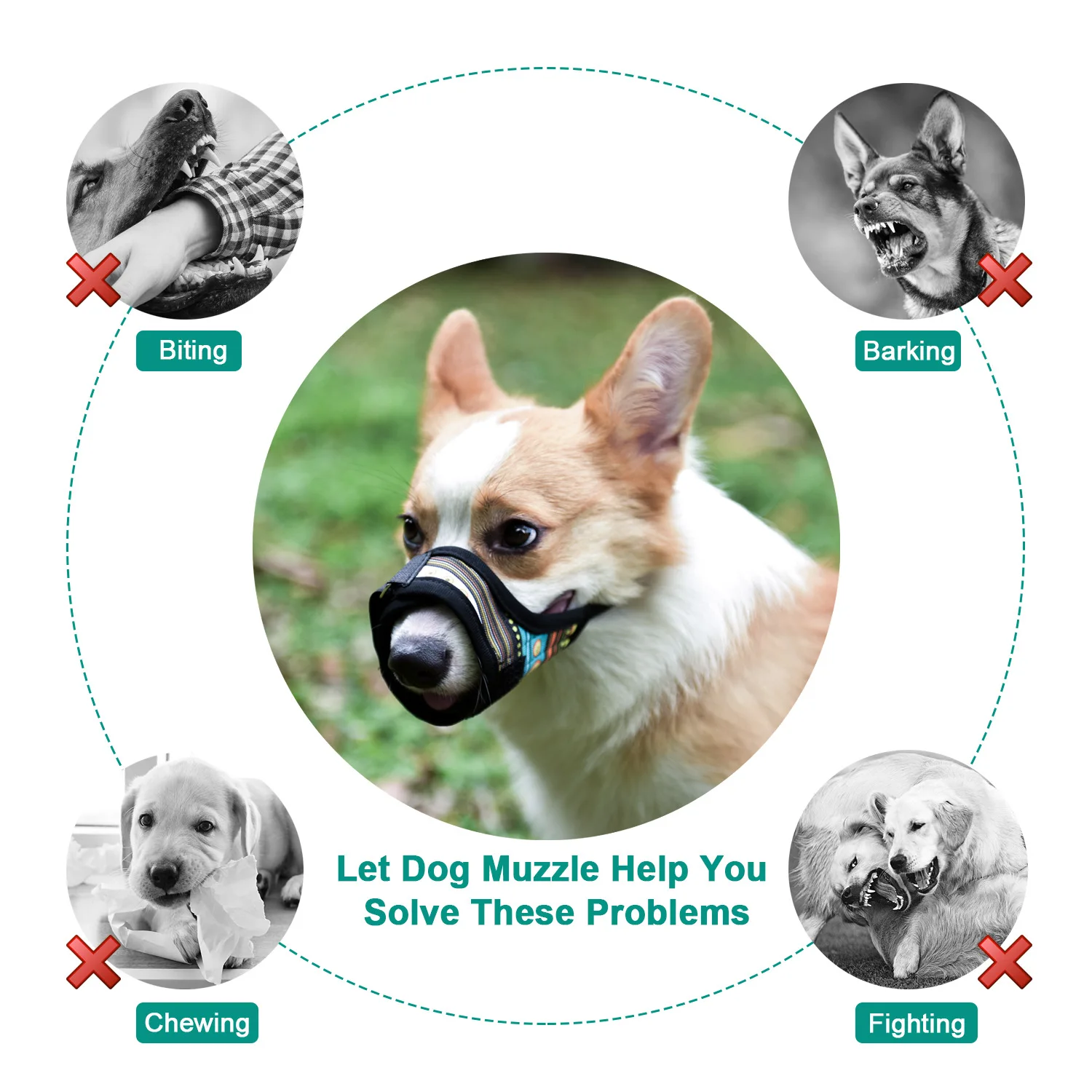 

Anti Barking Dog Muzzle For Dogs Adjustable Mesh Breathable Pet Mouth Muzzles For Dogs Straps Dog Accessories