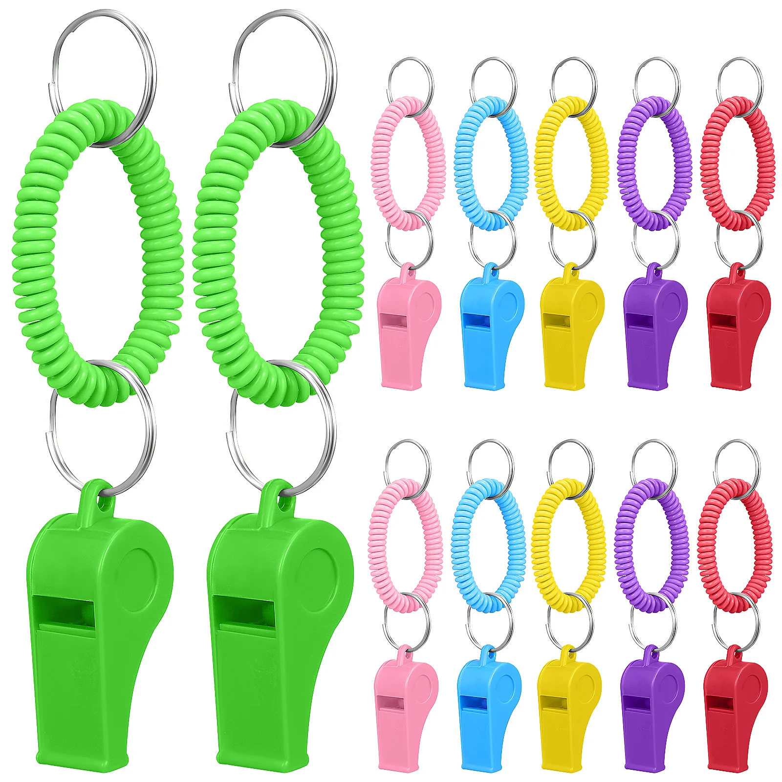 

12 Pcs Sports Whistle for Teachers Plastic Key Fob Lifeguards Keychain Metal Loud Man Soccer
