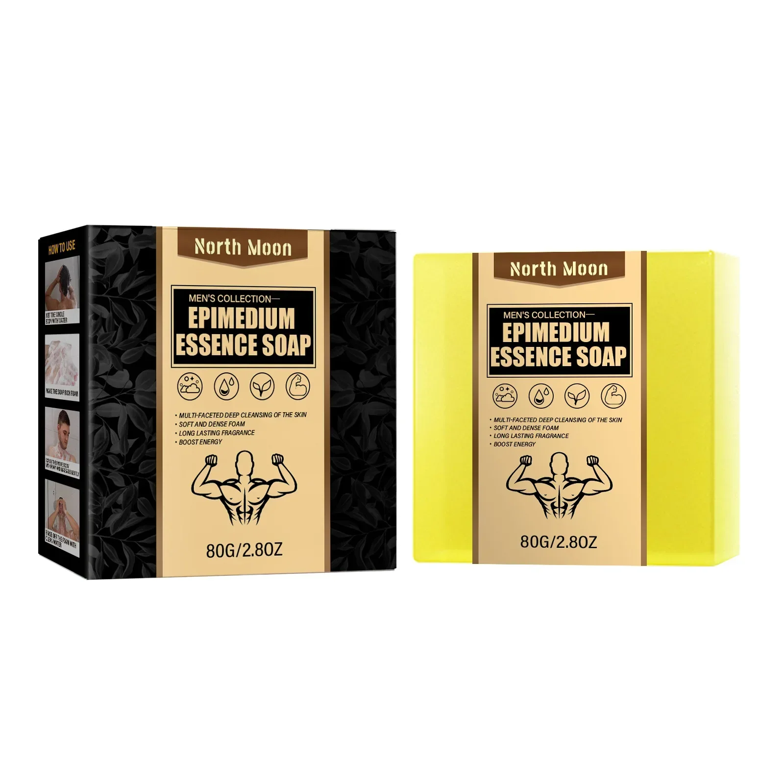 Epimedium Essence Soap 80g Intimate Wash Soap Bar for Men Masculine Scent Body Wash Bar for Intimate Parts Turmeric Soap