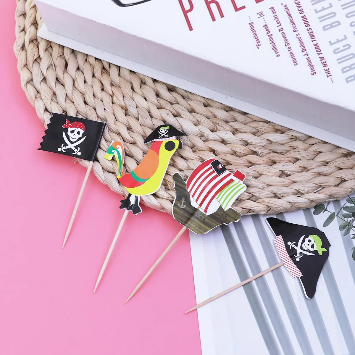 

40 Pcs Baby Fruit Cakes Flag Cupcake Toppers Halloween Party Ornaments