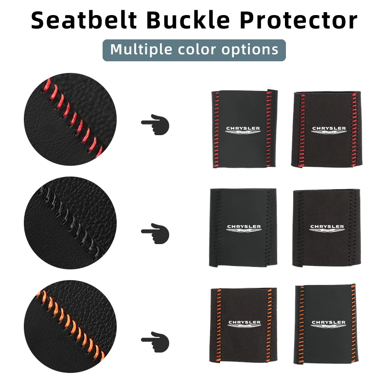Leather Car Seat Belt Clip Protector Seatbelt Buckle Plug Cover Chrysler 300C PT Cruiser Grand Voyager Pacifica Sebring MK3