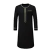 New Men Round Collar Embroidered Robe Fashion Male Halloween Trend Black Long Coats