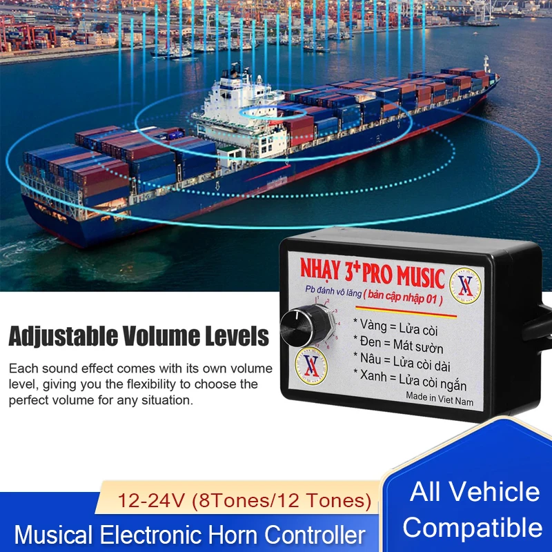 12-24V 8/12 Tones Musical Electronic Horn Controller Nhay 3+ Pro Music Rapid Horn Relay For Motorcycle Car Jeep Marine Boat car siren horn motorcycle horn car air horn