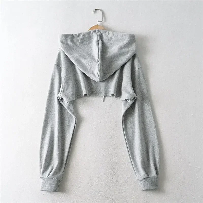 Hoodie Female Hoodie Personality Irregular Crop Ultra Short Style Long Sleeve Top Female Drop Shipping Sweatshirt Y2k Clothes 5