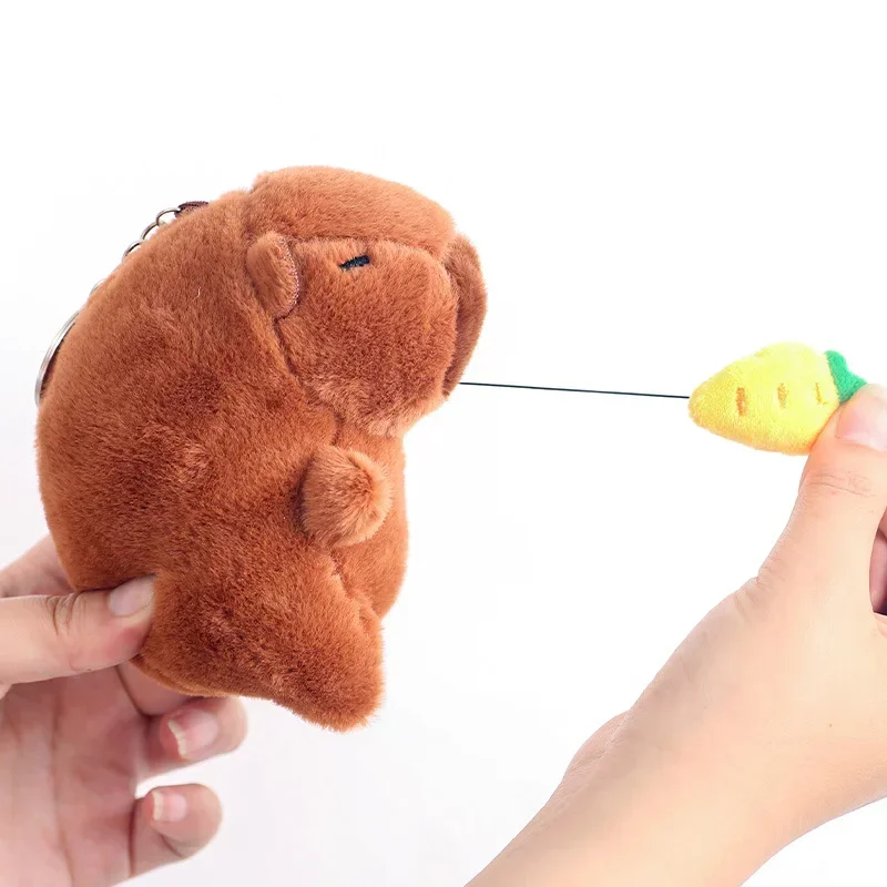 Plush Capybara Keychain Snot Pulling Charm Cartoon Stuffed Animal School Bag Pendant Gift For Kids Adults 12cm