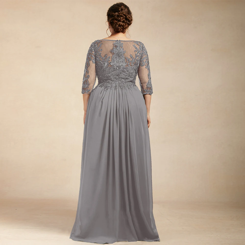 Grey Mother of Bride Dresses 3/4 Sleeve Wedding Party Summer New Chiffon  Beach | eBay