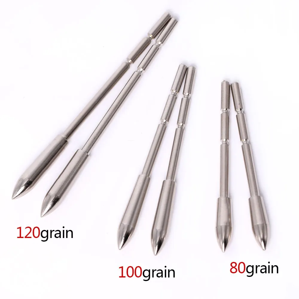 Archery Stainless Steel Insert Arrowhead ID3.2/4.2/5.2/6.2/8.0/9.8mm Point Tips 12pcs For Arrow Accessories