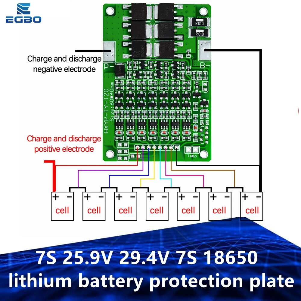 Lithium Battery Protection Plate with Balanced Charge and 15A Current Limit