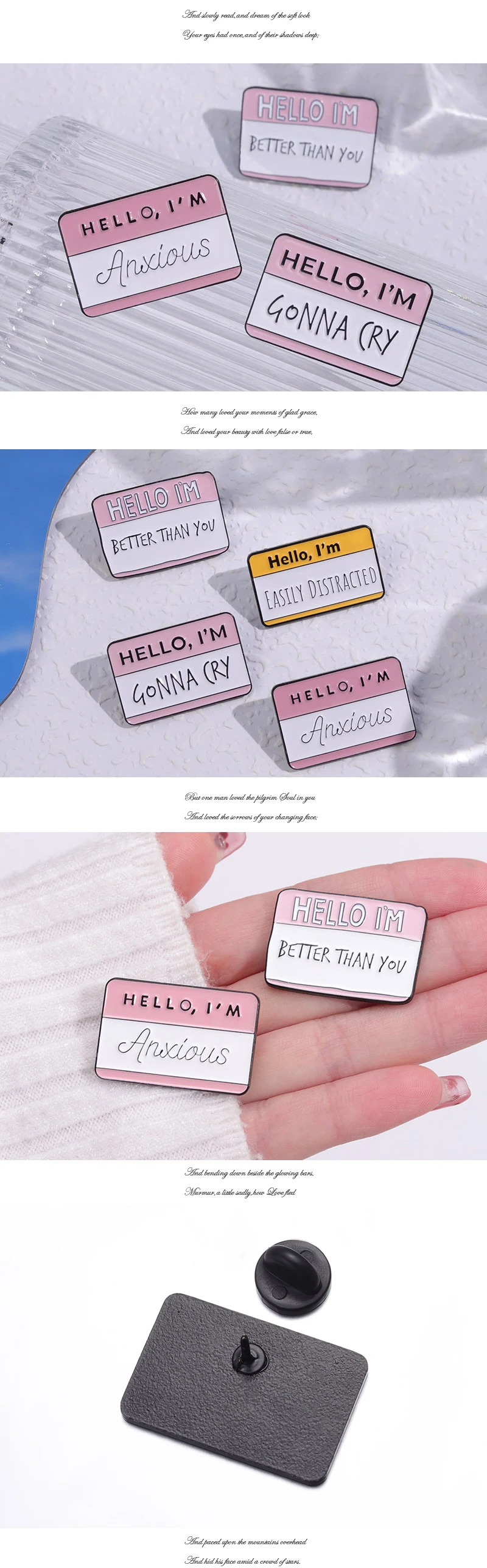 Hallo ich bin super Emaille Pins benutzer definierte mein Name ist Ärger besser als Sie Brosche Revers Abzeichen lustige Dialog Box Slogan Schmuck – Detail 2