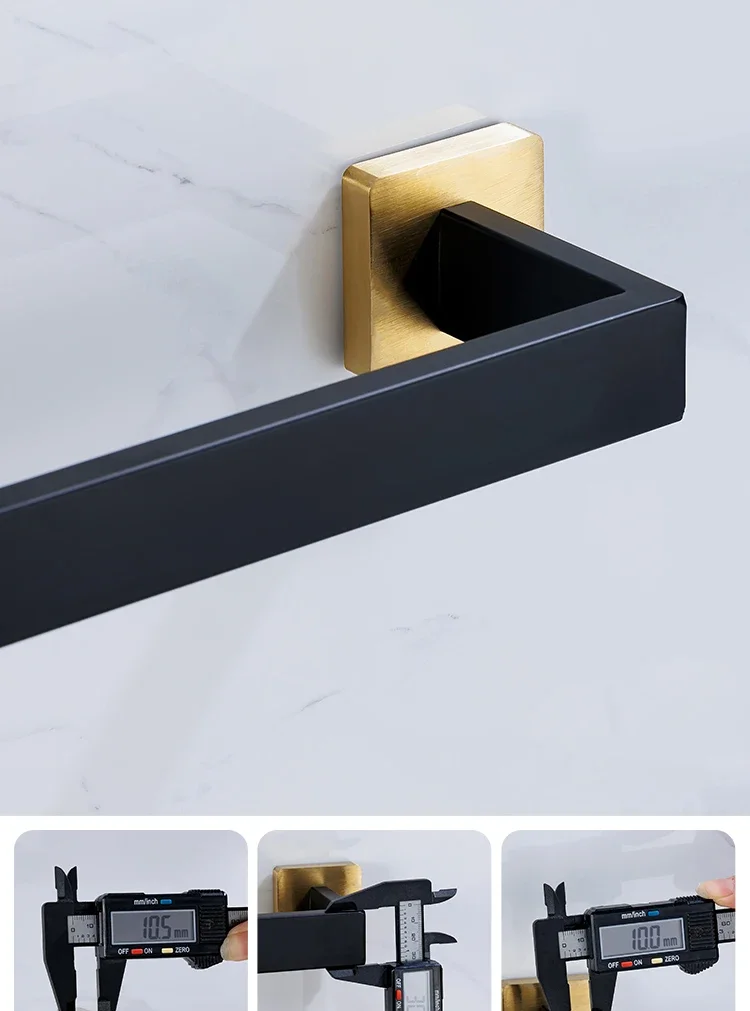 Description Picture 5 of itemBlack Gold Bathroom Hardware Set Wall Mount Stainless Steel Towel Bar Towel Ring Paper Holder Robe Hook Bathroom Accessories Set