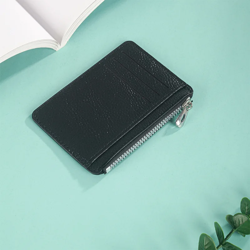 Credit Card Wallet Id Card Holder Men Small Thin Sleeve Zipper Short Coin