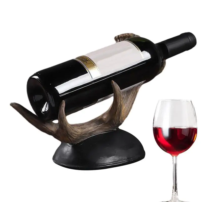 

Deer Horn Wine Rack Resin Antler Wine Bottle Display Holder Tilted Bottle Holder Stylish Wine Rack for Wine Bottle Table Shelf