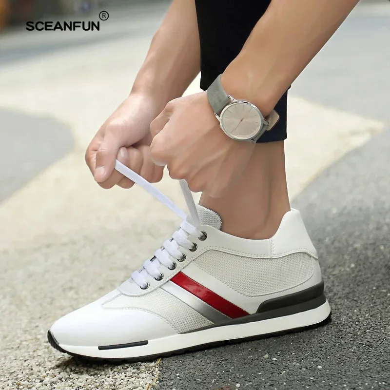 Summer mesh men sneakers breathable elevator shoes invisible height increasing work shoes Man 6cm 8cm sport casual height shoes 2