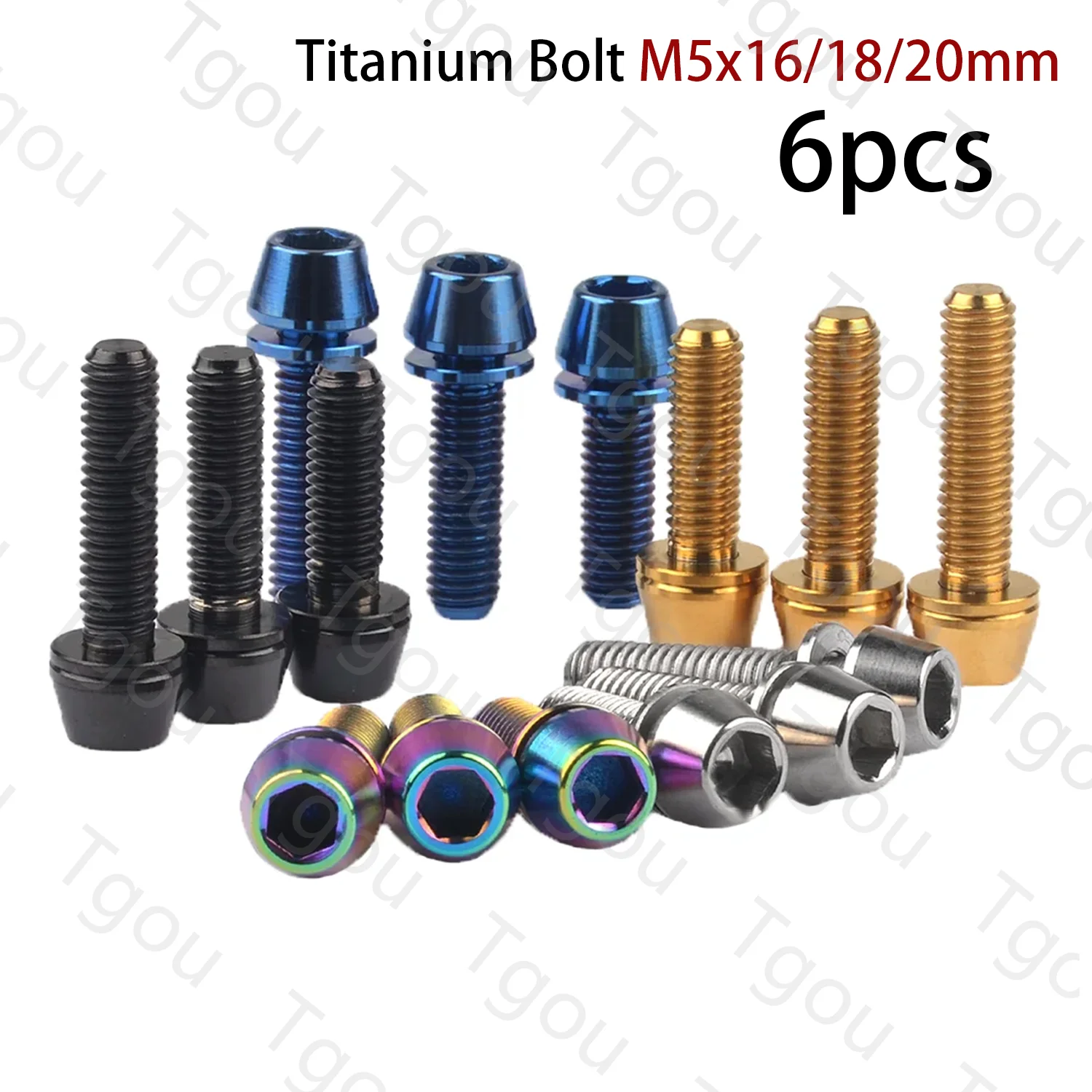 Tgou Parafuso de Titânio Peças com Chave Allen M5x16 18 20 mm