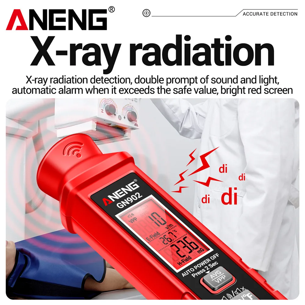 ANENG GN902 Electromagnetic Radiation Detector Temperature Tester Radiation Field Tester Portable Measuring Instrument Test Too