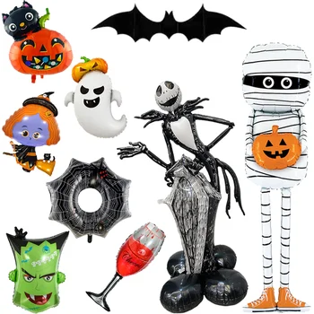 Hot Halloween Balloons Inflatable Decoration Standing Hummy Pumpkin Ghost Witch Set Large Party Door Deco Foil Balloon Supplies