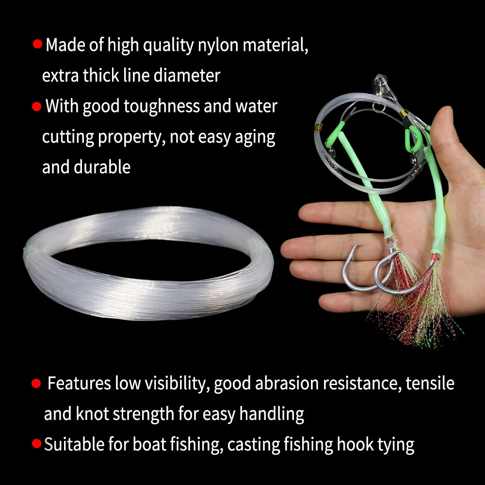 Elllv Big Size Super Strong Nylon Fishing Line Transparent Extra Thick Monofilament for Sea/Boat Fishing 0.7mm - 2.2mm Diameter 5