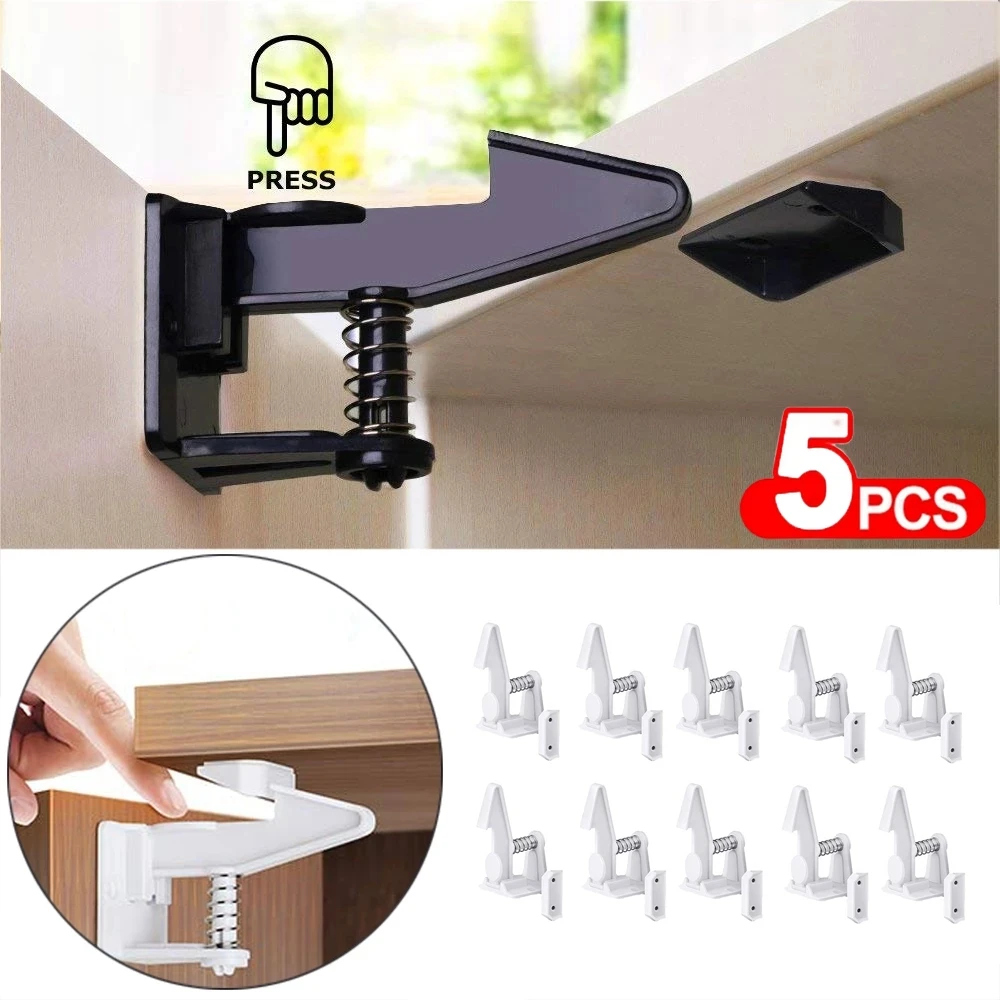Cabinet Lock Child Protection Baby Safety Security Lock for Kids Drawer Door Invisible Closet Locker 5sets