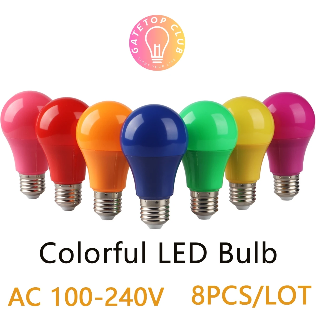 8PCSLOTLEDfullcolorstagelightChristmasdyebulbAC110V220VE27