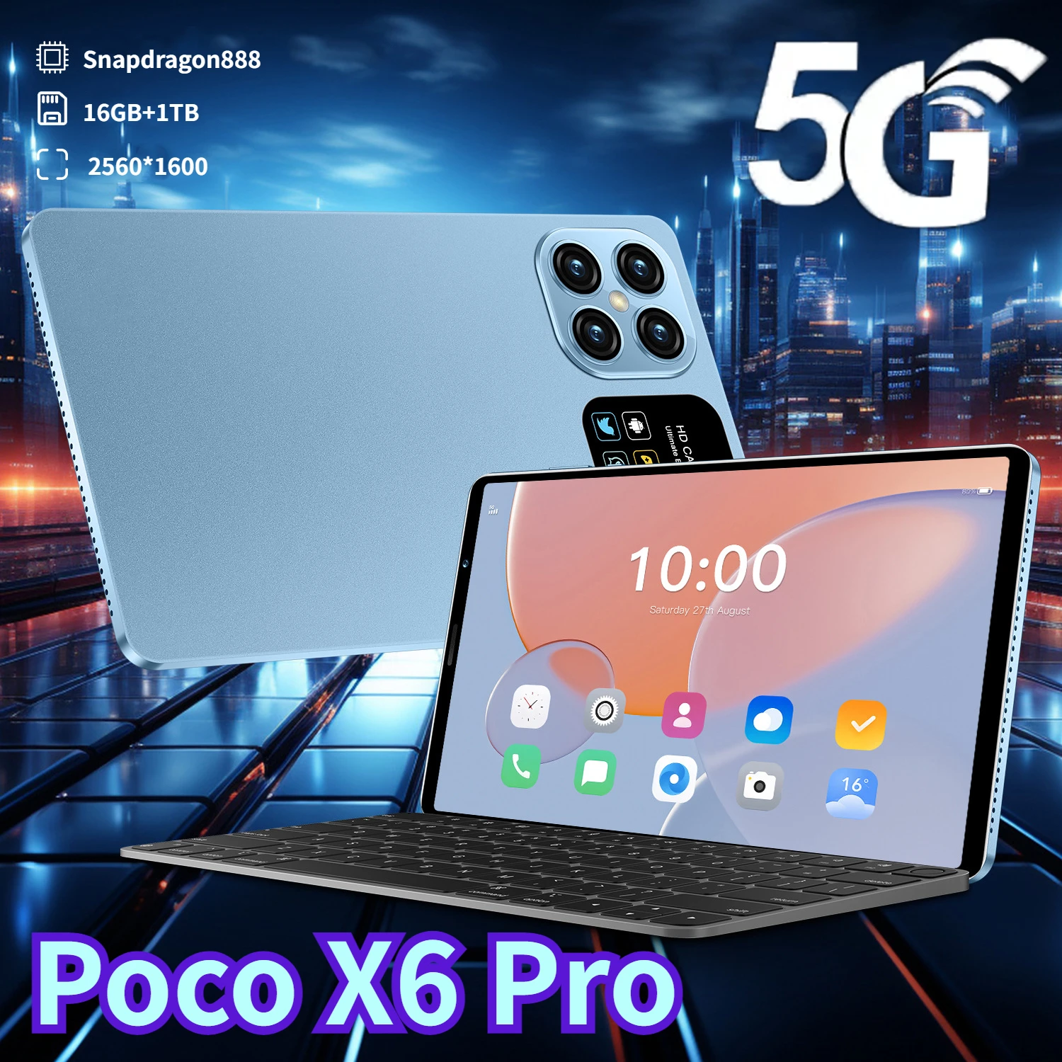 

2024 Global Version Poco X6 Pro Tablets Original PC 16MP HD 16GB 1TB Tablet 5G Wifi Android PC Tablets Google Play Snapdragon888