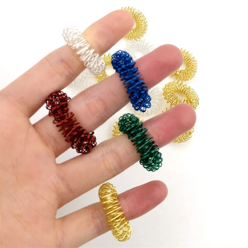 10pcs/Lot Hot Sale Finger Massage Sujok Ring Acupuncture Ring Health Care Body Massage Chinese Medicine Color Gold