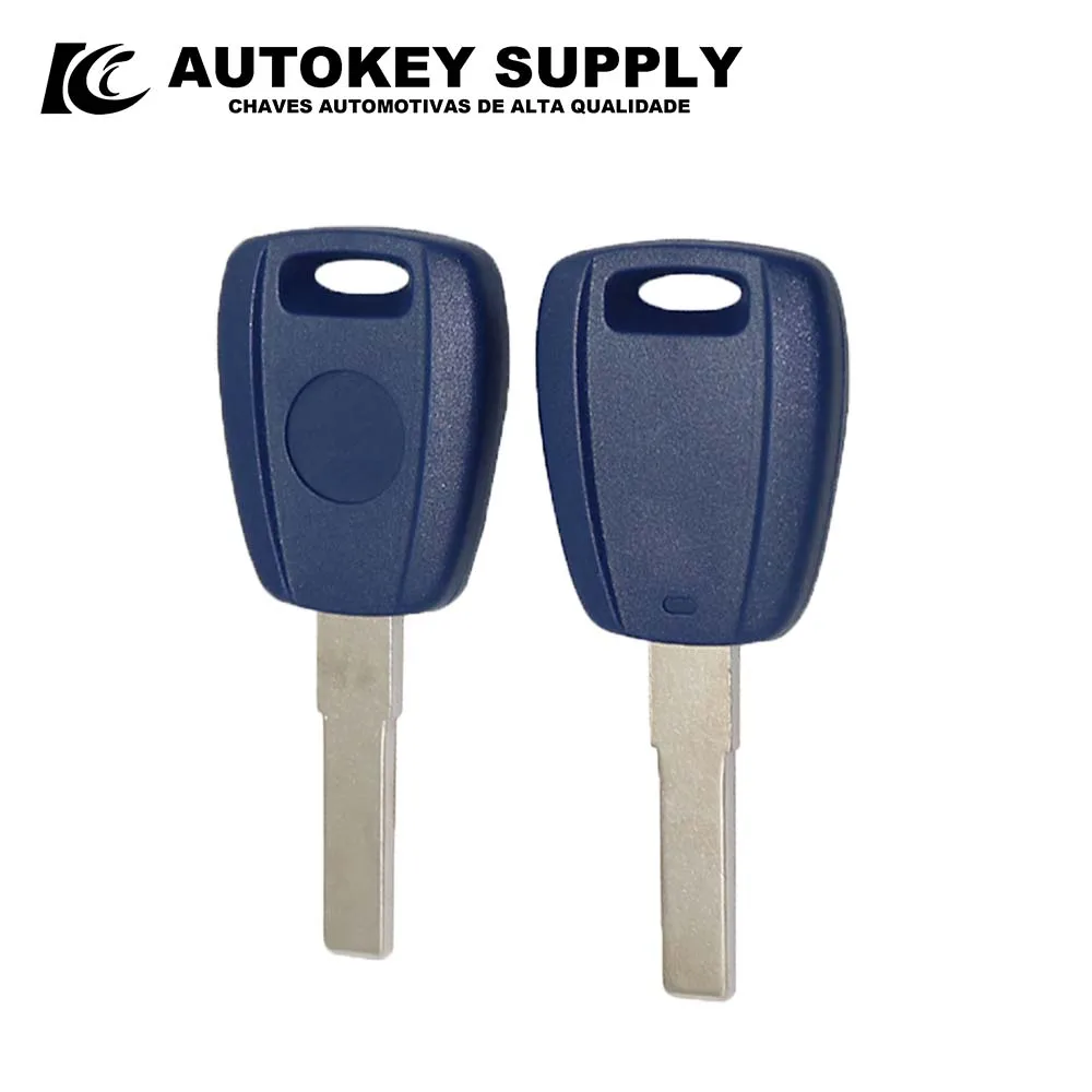 Autokeysupply AKFTS222 Transponder Key Shell Blue Black With Logo GT15R SIP22 Blade Cover Fob Blanks For Fiat