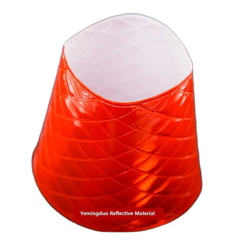 15cm*9.87cm*14.65cm Reflective Road Cone Sleeve PVC Lattice Reflector Film For Cones