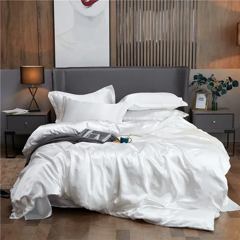 Premium Rayon Satin Duvet Cover – Luxurious Smooth Solid Quilt Cover