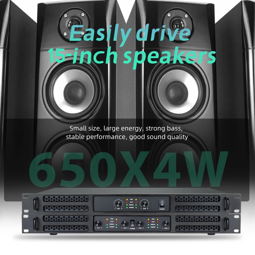 Amplifier Digital 1U High Power Amplifier 650W*4 2/4 Channels