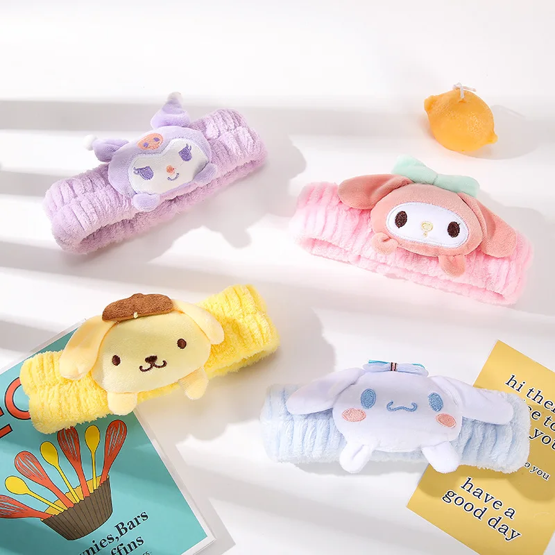 

Sanrio Anime My Melody Pom Pom Purin Hair Accessories Shampoo Girl Plush Hair Band Cute Cartoon Cinnamonroll Makeup Headband