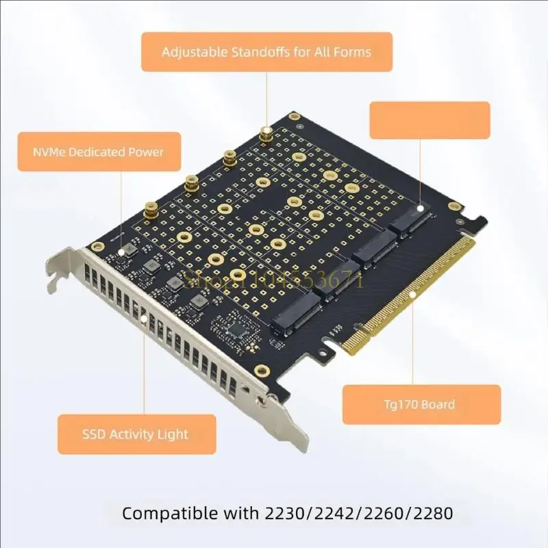 금속 열 분산기와 안정적인 전력을 갖춘 베스트셀러 4 포트 M.2 스토리지 PCIe X16 확장 보드