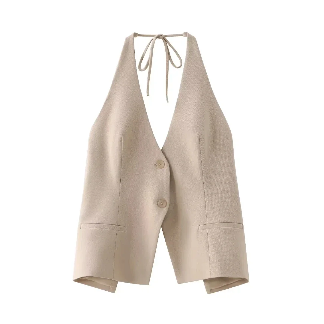 2024 New Vest Women for Tank Tops Sexy Elegant Fashion Backless Blazer Camisole Cropped Jacket Tops Y2k Tops Women