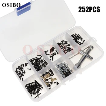 크로스 소켓 렌치 나사 핀 수리 도구 키트, 1/24 축 SCX24 RC 크롤러 자동차 수리 부품용 보관함 포함, 세트당 252 개