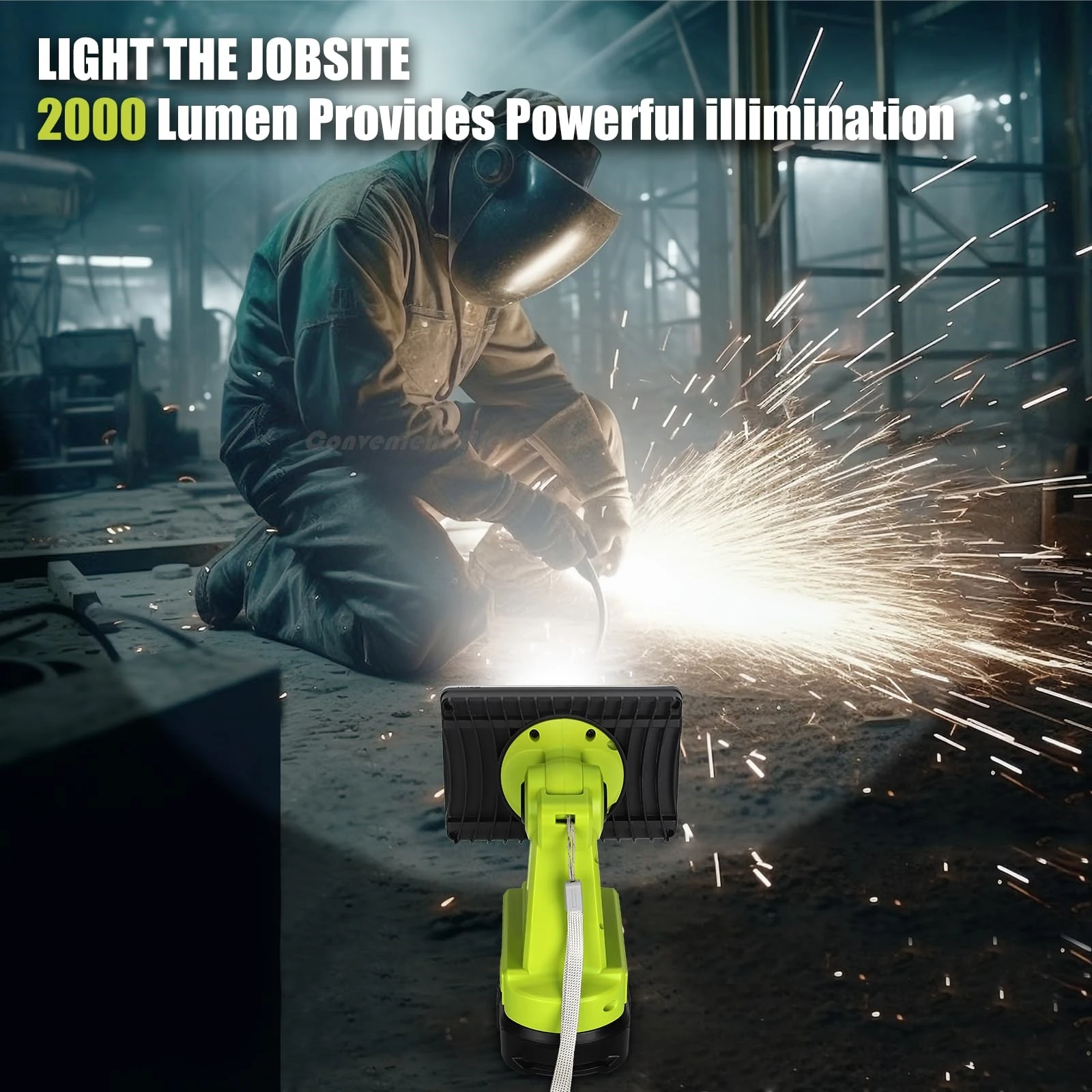 2000LM Floodlight Spotlight Compatible with Ryobi 18V ONE+ Battery 36 LEDs 110°